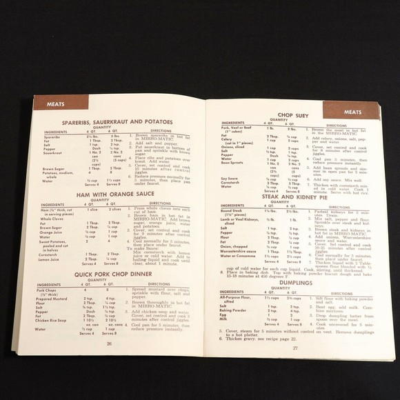 Mirro Matic Vintage 1961 Speed Pressure Cooker Instruction Recipe Manual Booklet - Picture 5 of 7